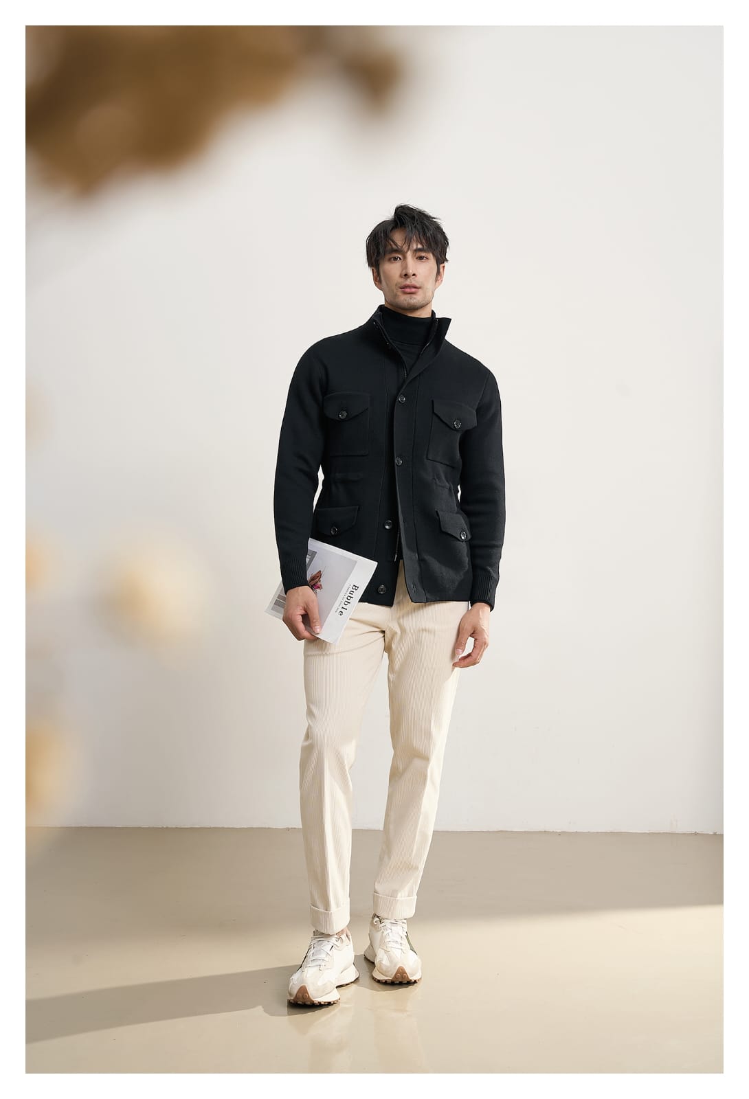 MEN’S LUXURY HEAVY-KNIT UTILITY FIELD JACKET