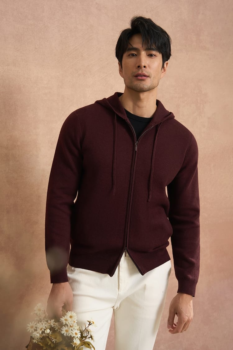 PREMIUM KNIT FULL ZIPPED HOODED SWEATER
