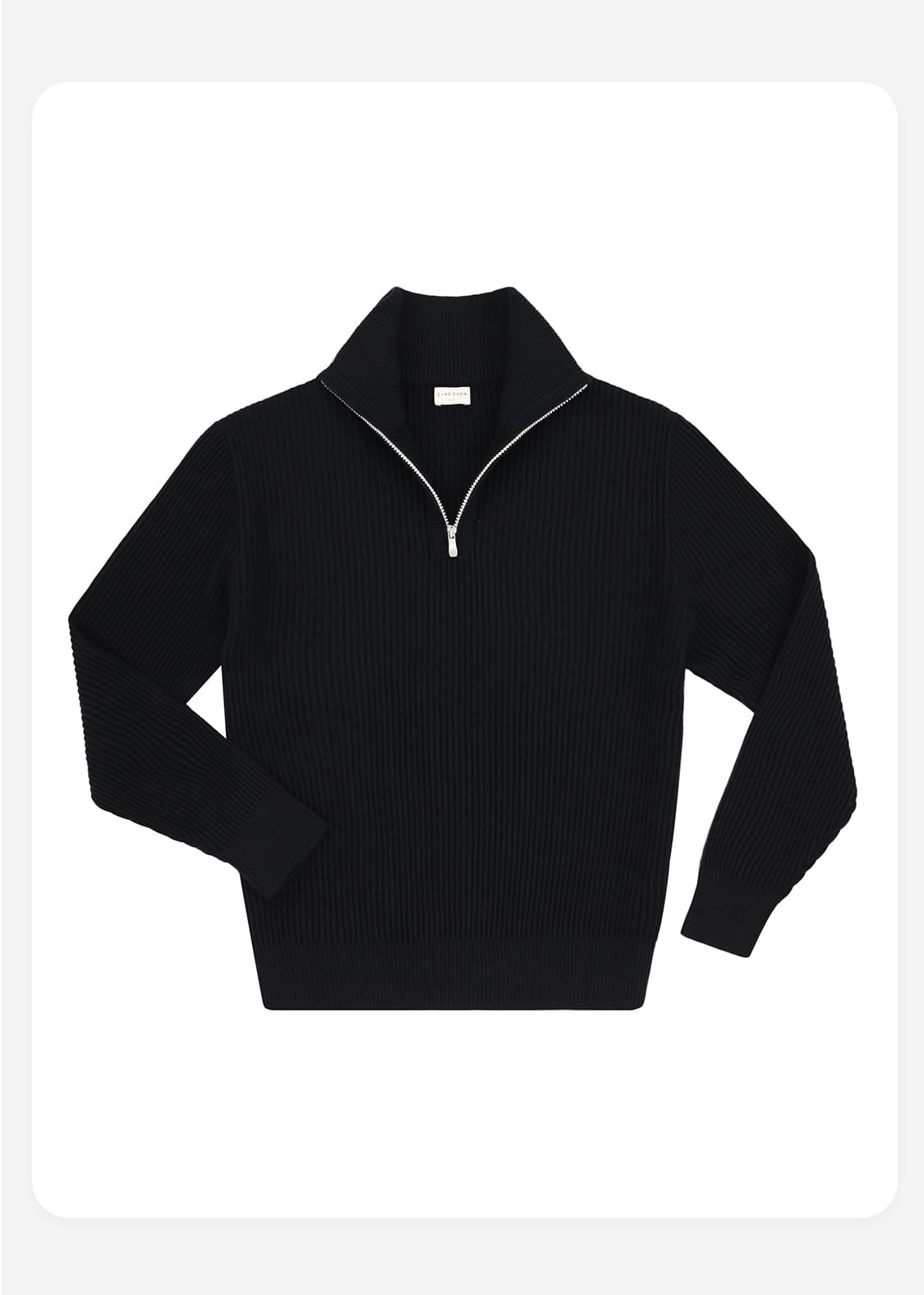 MEN’S THICK RIB KNIT HALF ZIP MOCK NECK WINTER SWEATER