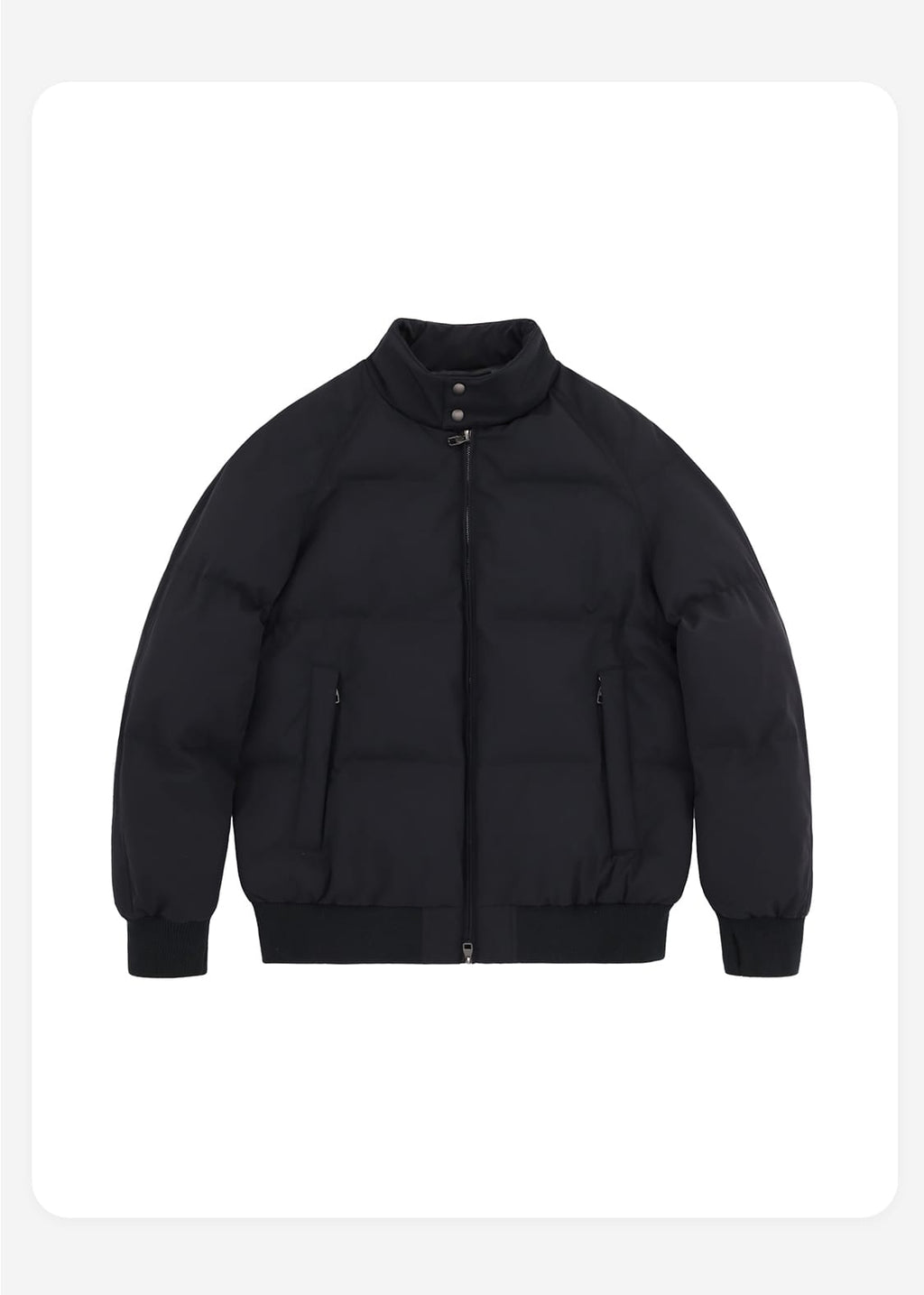 HIGH NECK PREMIUM PUFFER BLACK BOMBER JACKET