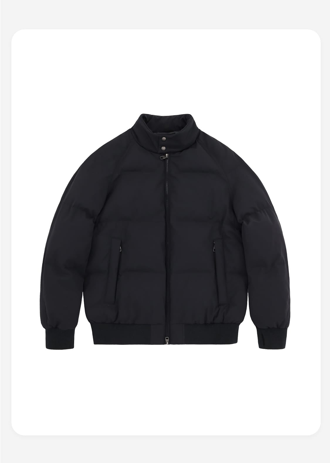 HIGH NECK PREMIUM PUFFER BLACK BOMBER JACKET