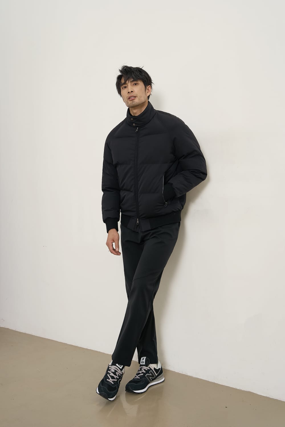 HIGH NECK PREMIUM PUFFER BLACK BOMBER JACKET