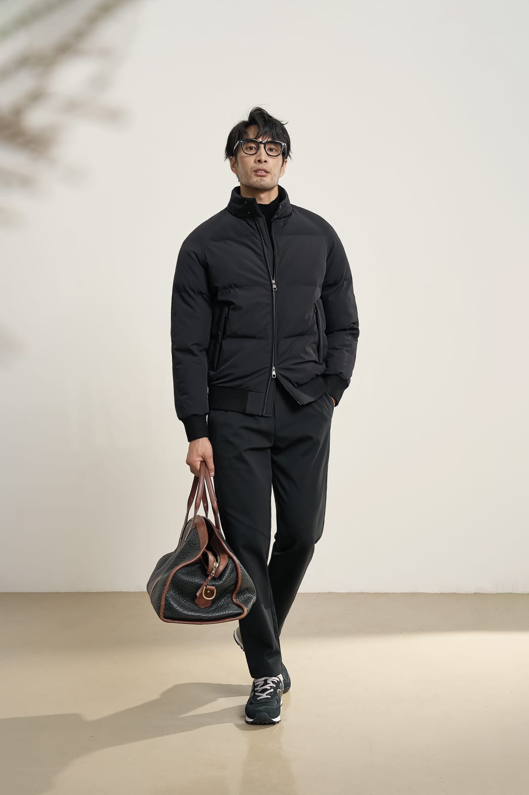 HIGH NECK PREMIUM PUFFER BLACK BOMBER JACKET